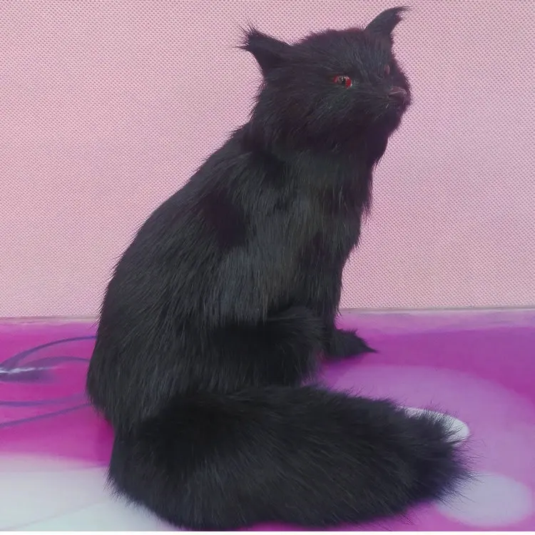 

Модель «черная лиса» 16x15 см, полиэтиленовые и меховые фигурки ручной работы, украшение для дома, игрушка в подарок a2597