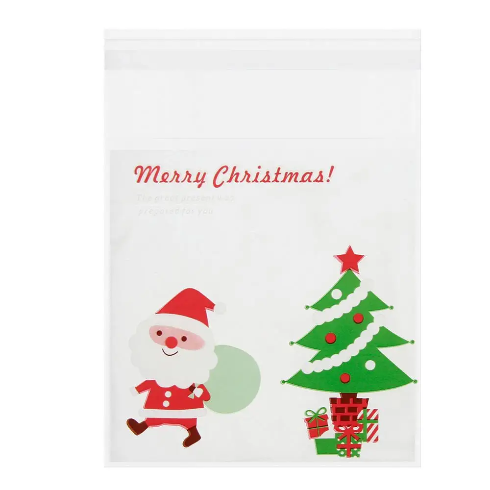 100 шт./упак. Рождественский мешок Санта Клаус целлофановый подарок печенья Fudge конфеты пакет с застежкой рождественские держатели для подарков#254207 - Цвет: Pattern 12