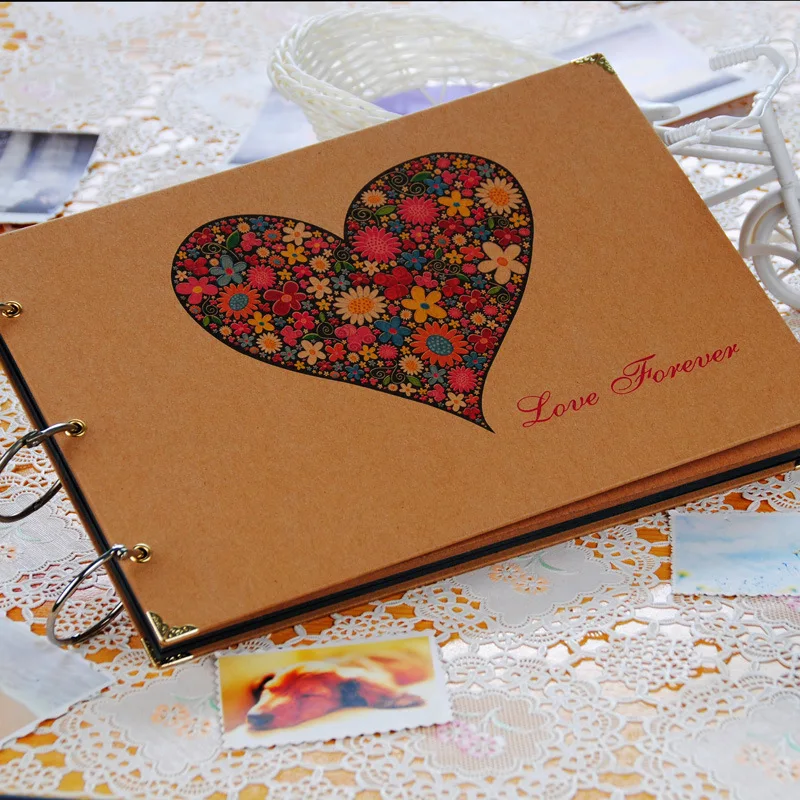 10 дюймов сердце бумага DIY Фотоальбом 5 Дизайн семейная память запись скрапбукинг ручной работы Альбом липкого типа для свадебной вечеринки ребенка