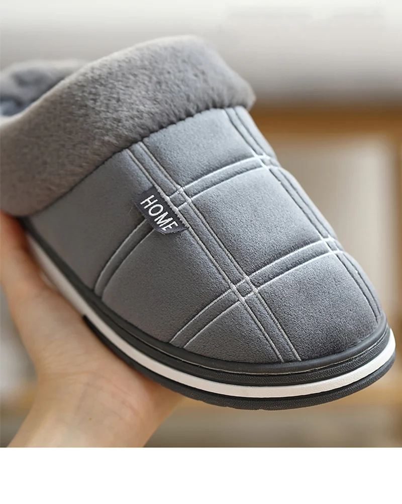 Men's slippers Winter Velvet Sewing Suede Indoor shoes for male Antiskid Anti Odor Short Plush Home Cozy Fur slippers men