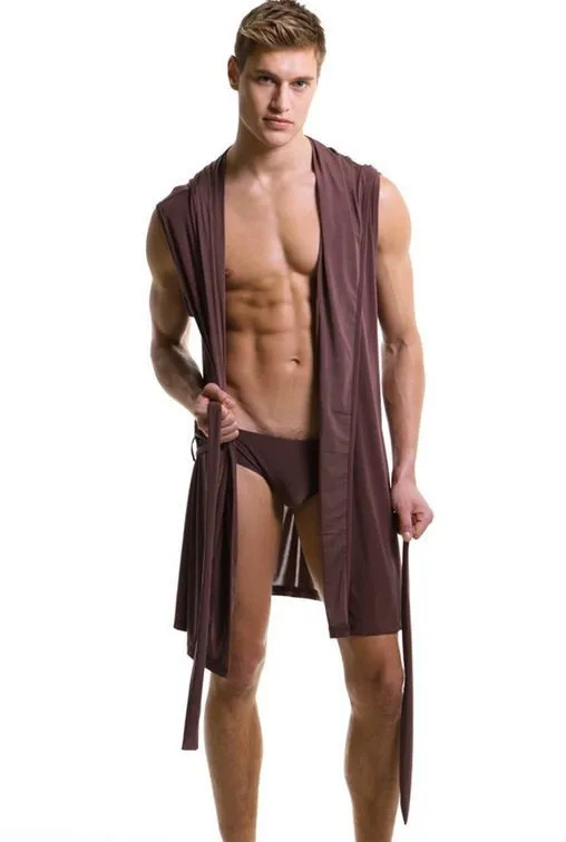 Горячее летнее платье банный халат мужские сексуальные пижамы Шелковая пижама hombre с капюшоном банный халат мужские купальные пижамы 4