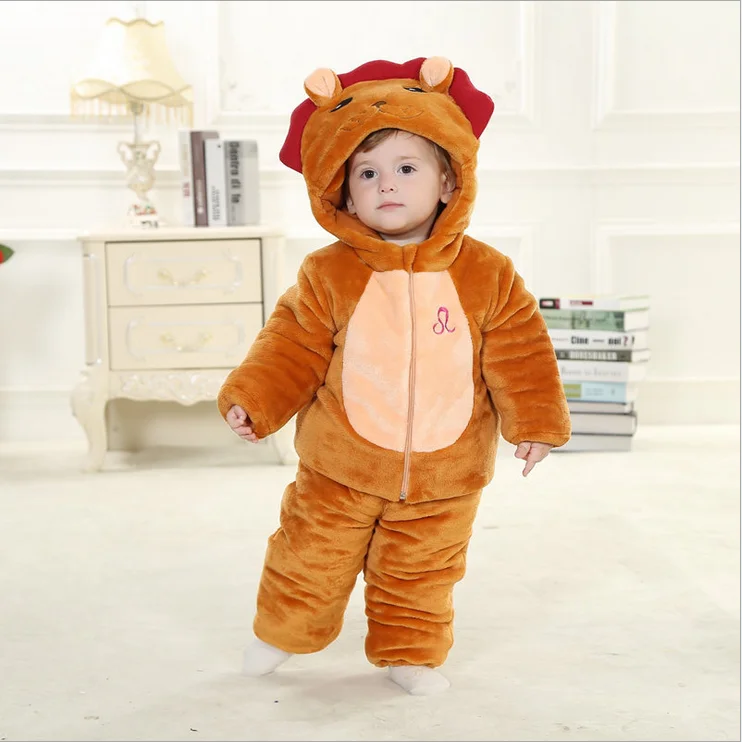 Baby Boy Costumes For Halloween Brown Fleece Baby Rompers Long Sleeve