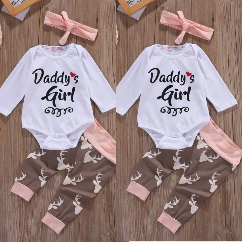 3Pcs Bbay Clothing Sets Tops Pants Bodysuit Outfits -8739