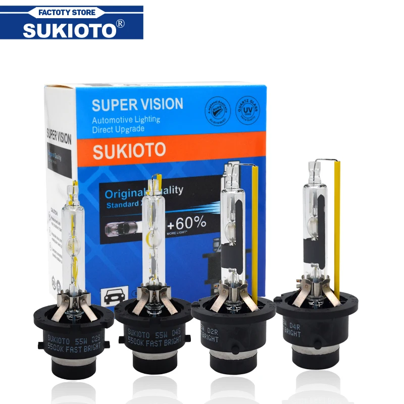 SUKIOTO Ксеноновые лампы D2S D4S 55W 5500K D2R D4R ксеноновые прожекторные линзы улучшенный