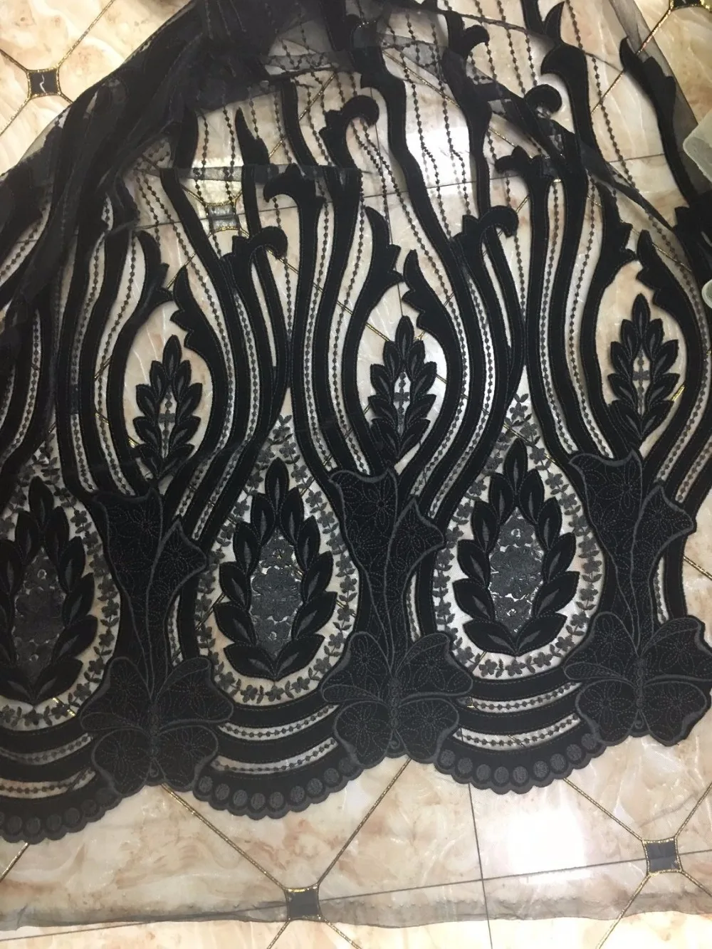 

Newest design French Velvet lace fabrics! African velvet Lace fabric with Sequins cotton African lace fabric