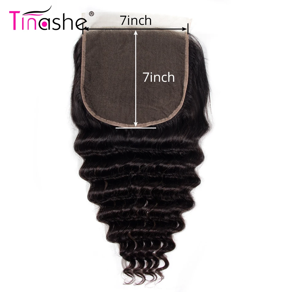 

Tinashe Hair 7x7 Lace Closure Loose Deep Wave Remy Brazillian Human Hair Natural Color 10-20 Inch Pre Plucked Swiss Lace Closure