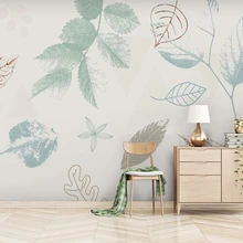 Пользовательские Современные нарисованные вручную листья абстрактные обои papel де parede гостиная спальня ТВ диван стены Ванная комната 3d обои фрески