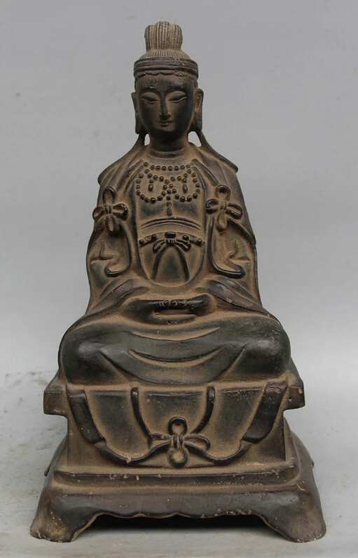 

USPS to USA S2022 10" Ancient China Chinese Buddhism Bronze Seat Kwan-yin Guan Yin Goddess Statue B0401