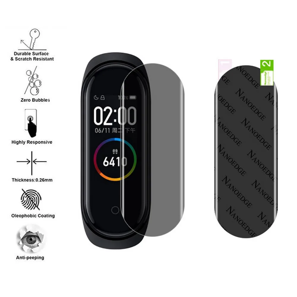 

1PC/2PC For Xiaomi Mi Band 4 Privacy Anti-Spy Soft Hydrogel HD Film Screen Protector 2019 hot sales Smart watch accessories