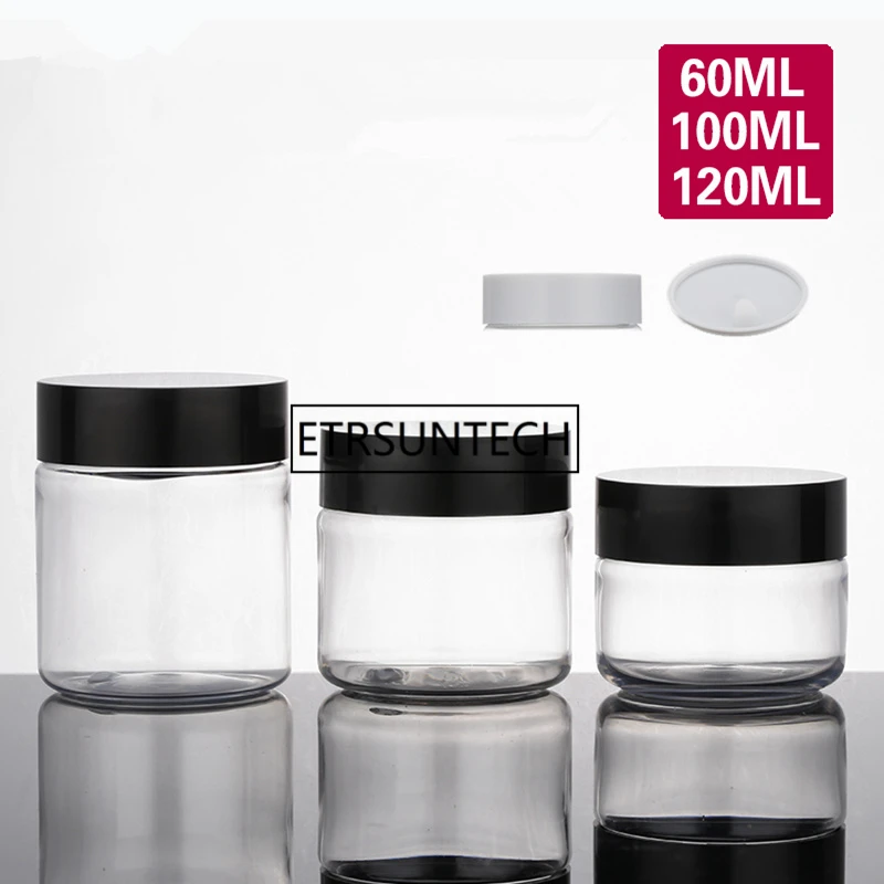 

60ml 100ml 120ml Crystal Clear Plastic Empty Bottle jar Originales Refillable Cosmetic Cream Eye Gel Jars Containers F1352