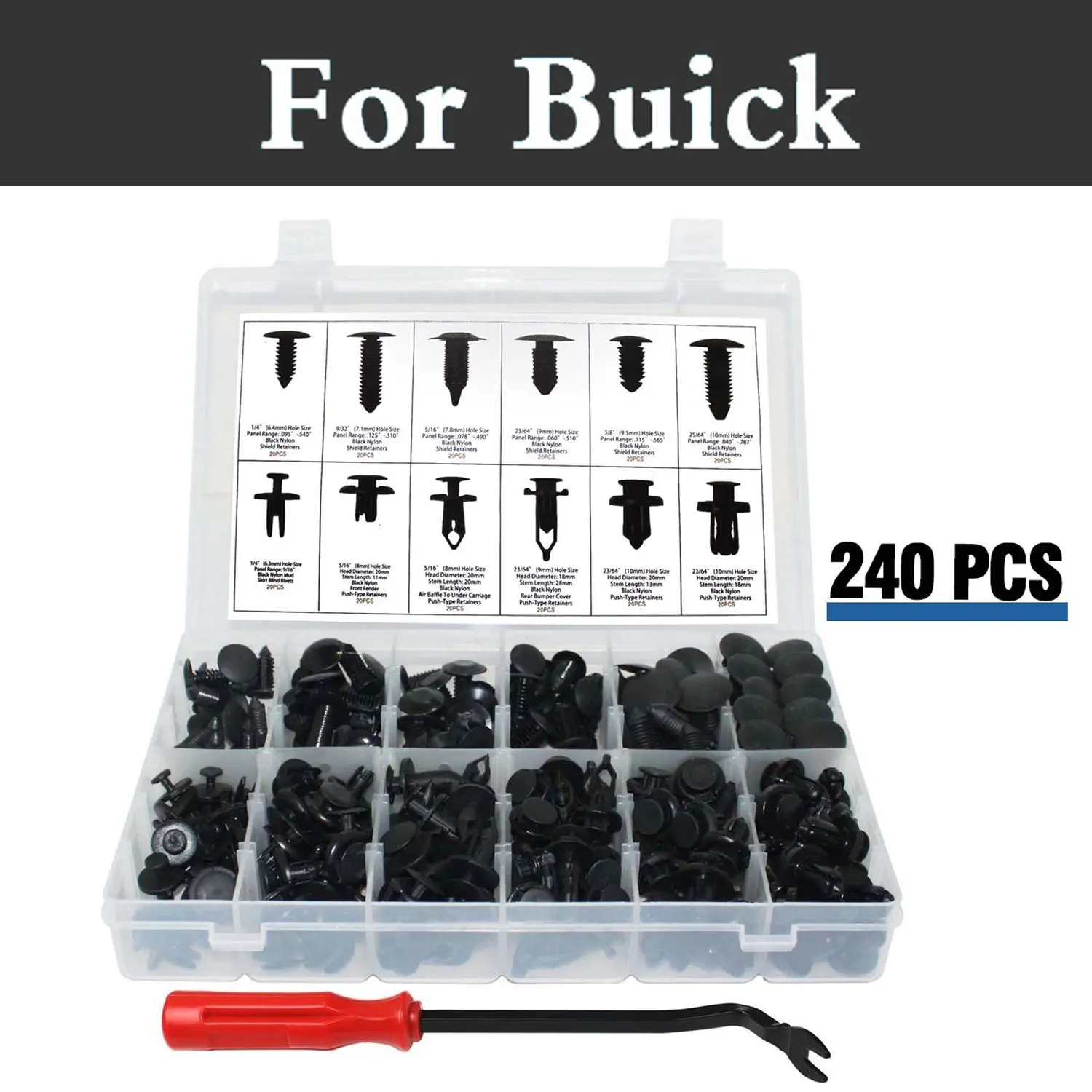 240pcs Car Push Pin Rivet Trim Clips Retainer Set 12 Most Popular Sizes