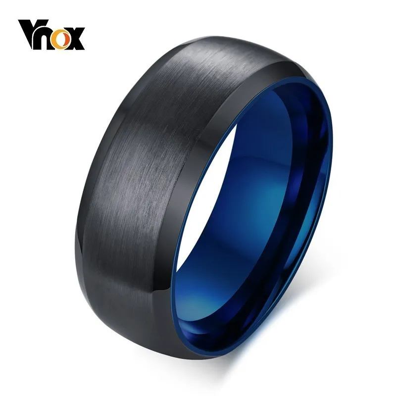 Vnox Basic Men's Wedding Bands Ring 8mm Black Stainless Steel Matte Finish Comfort Fit US Size 7 to 12