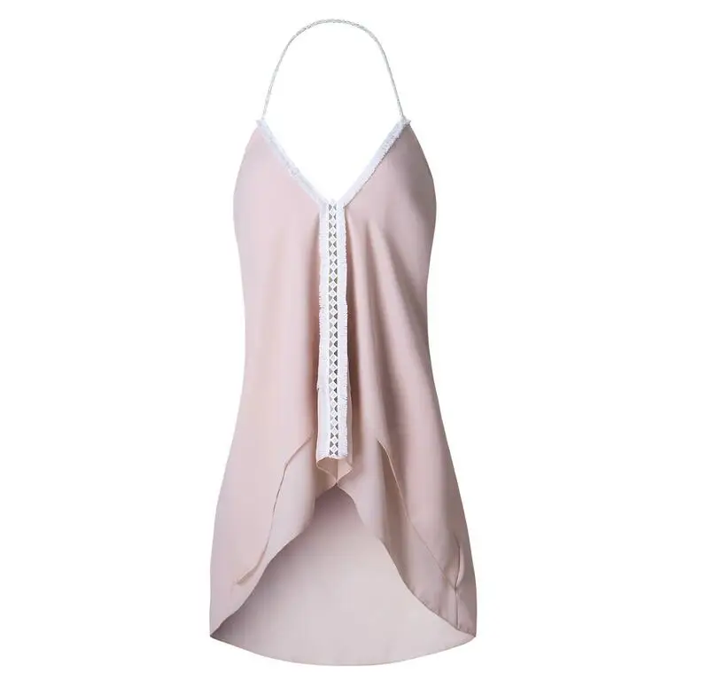 Кружевная блузка для женщин с v образным вырезом однотонная асимметричная