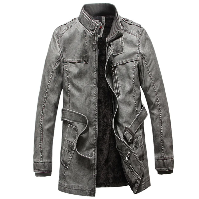 BAOLUBAO Брендовые мужские пальто из искусственной кожи зимние новые мотоциклетные уличные тренды мужские повседневные куртки из искусственной кожи кожаные куртки мужские - Цвет: Dark gray
