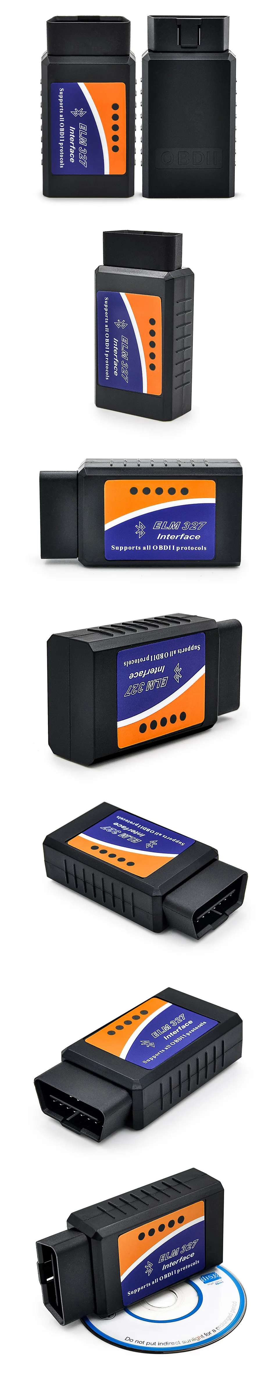 Горячая ELM 327 Bluetooth V2.1 OBD II ODB2 Автомобильный диагностический интерфейс сканер работает на Android Крутящий момент