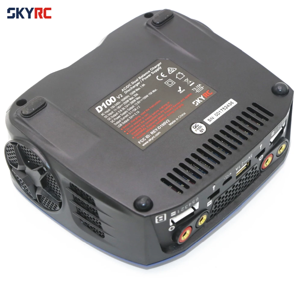 Skyrc D100 V2 Зарядное устройство двухканальный AC/DC LiPo 1-6s 2x100 Вт двойной с Bluetooth баланс зарядное устройство разряда для Lipo литий-ионный аккумулятор