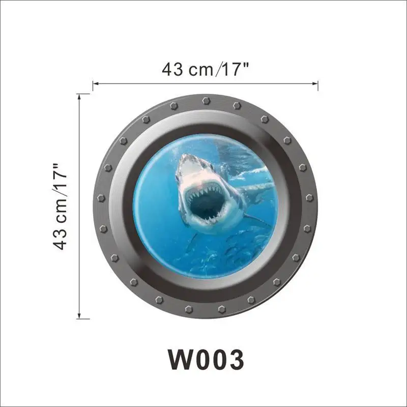 3d окно подводной лодки с видом на океан, настенные наклейки, иллюминатор, графика, морской портал, кожура, морской круиз, Настенный декор для детской комнаты - Цвет: W003