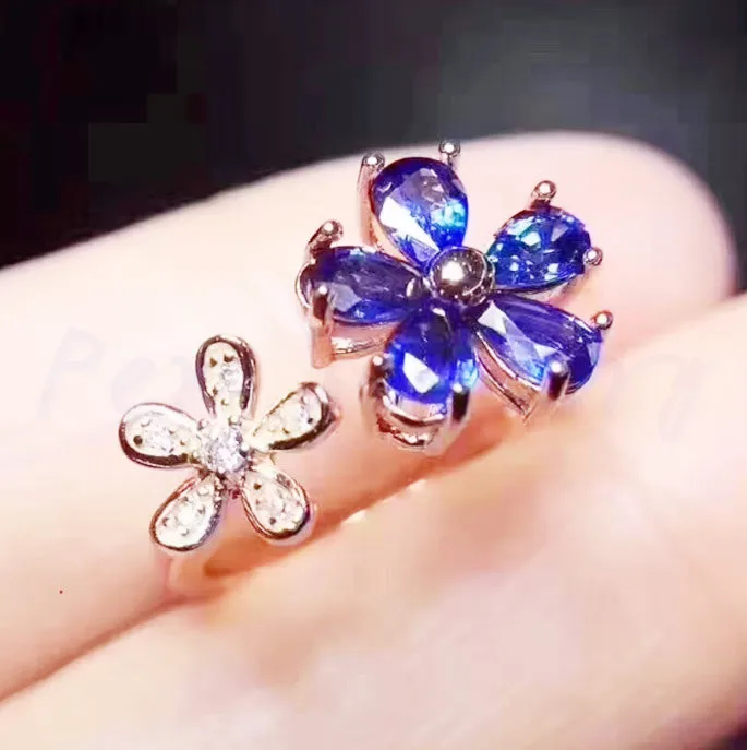 Сапфир палец кольцо натуральной синий сапфир 925 серебро 0.35ct* 5 шт. драгоценных камней Handworked fine jewelry# L18050701
