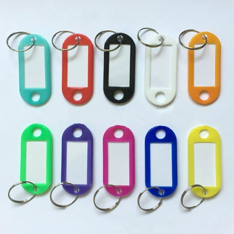 Colorful 1Pc Plastic Cool Keyring Tags Key Ring ID Identity Tags Rack Name Card Label Key Fobs