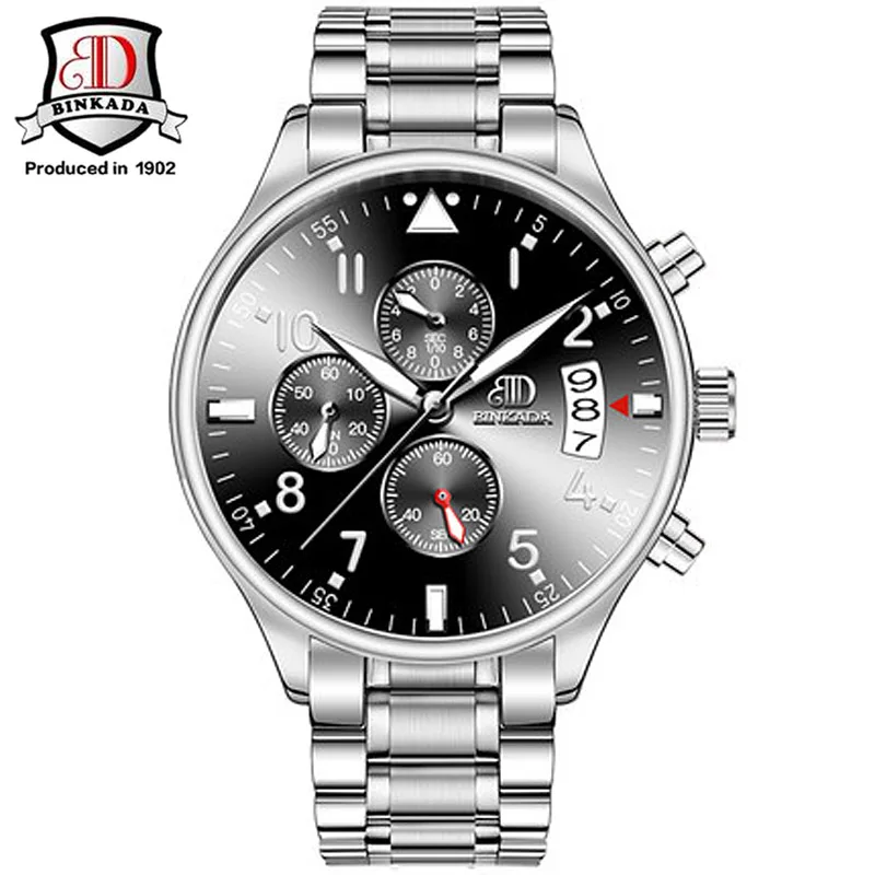 

Sports Multifunction Men's Wrist Watches Leather Watchband Top Luxury Brand Males Chronograph Quartz Clock Business Wristwatch