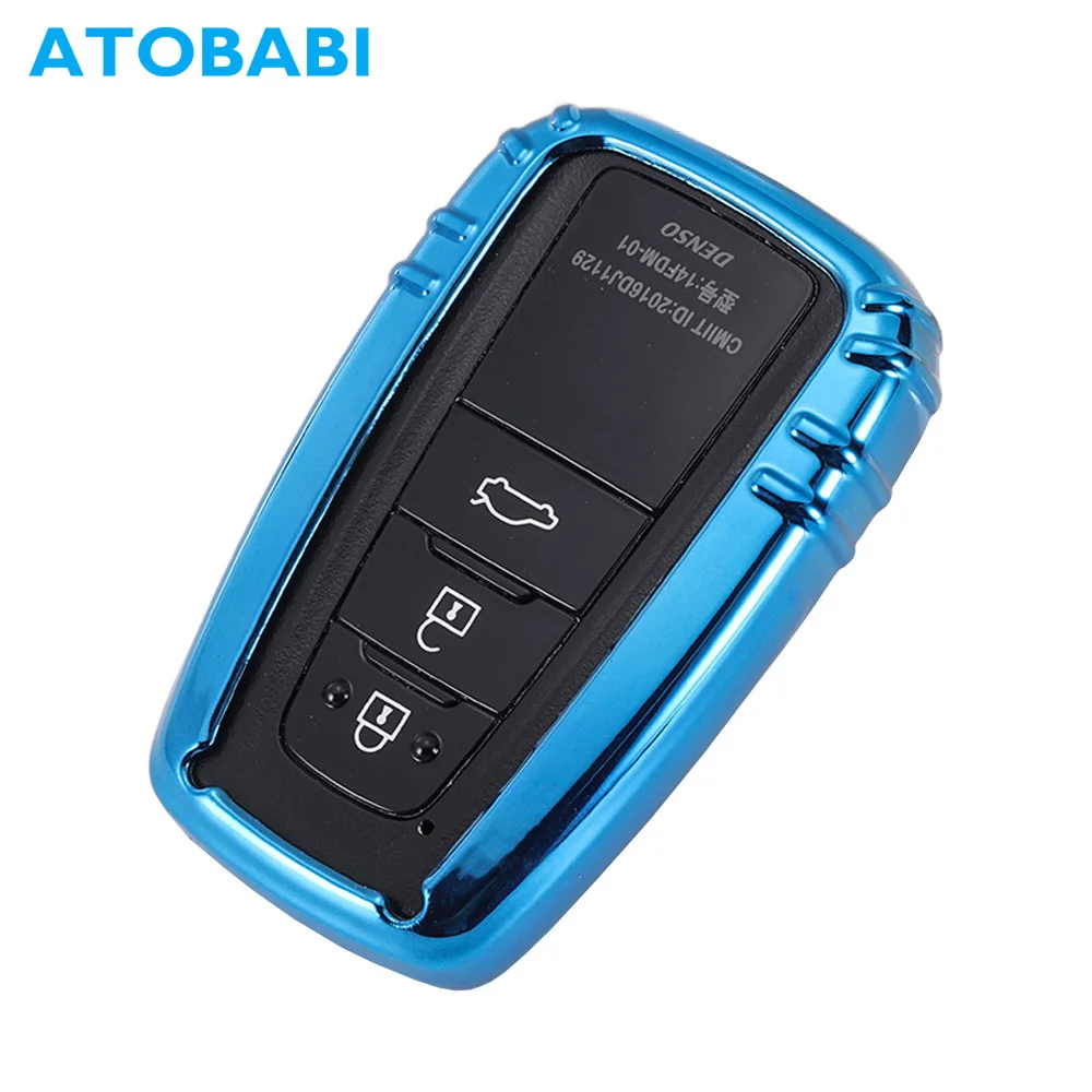 

ATOBABI Soft TPU Car Key Case Remote Fob Shell Protector Skin for Toyota C-HR Prius Camry 2018 2 3 4 Buttons Smart Car Key Cover