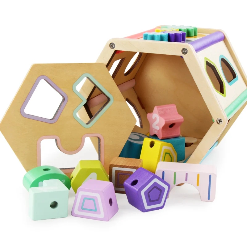 2019 NEW Baby Toy Wooden block Chopping Block Shape matching Wooden box DIY Beads Baby Educational Wooden toy for children gifts 2019 NEW Baby Toy Wooden block Chopping Block Shape matching Wooden box DIY Beads Baby Educational Wooden toy for children gifts