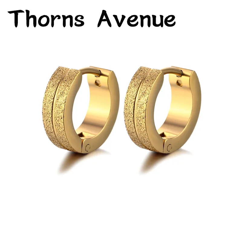 

Thorns Avenue Fashion 1 Pair/Lot Scrub Europe Non-Allergy Stainless Steel Men Punk Hoop Earrings For Men Women Jewelry Party