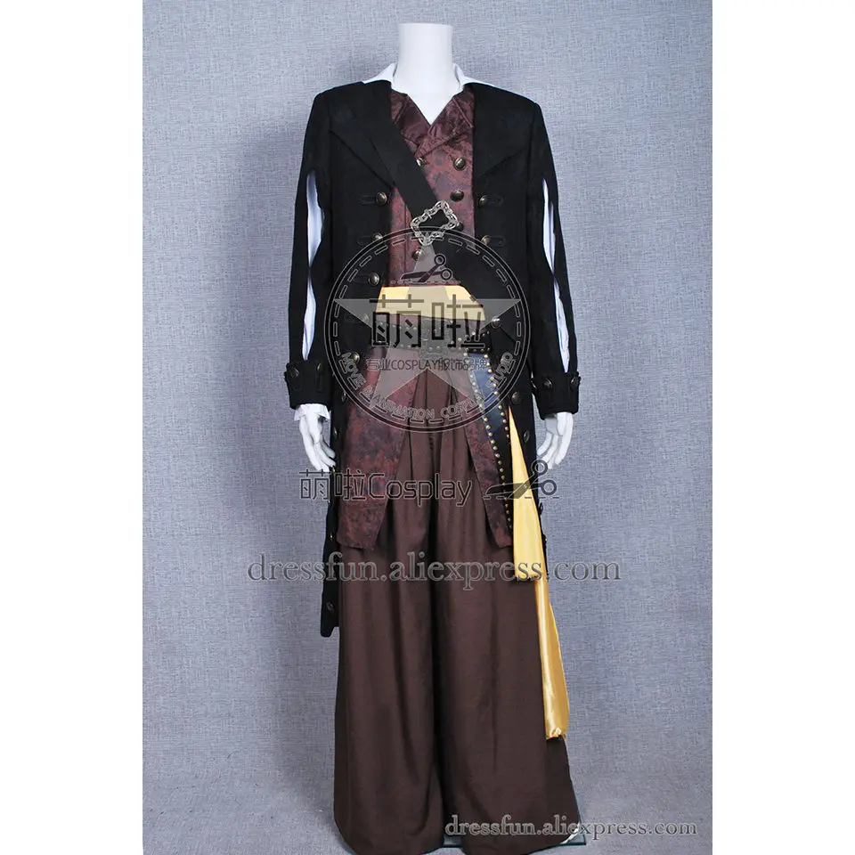 

Pirates Of The Caribbean Cosplay Barbossa Costume Outfits Full Set Trench Coat Fashion Popular Party Halloween