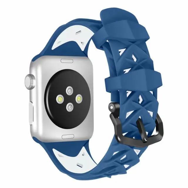 

44mm 40mm Rhombous Pattern Design Silicone Strap for iwatch 4 3 2 1 Dual Color Sport Loop for Apple Watch Band 42mm 38mm