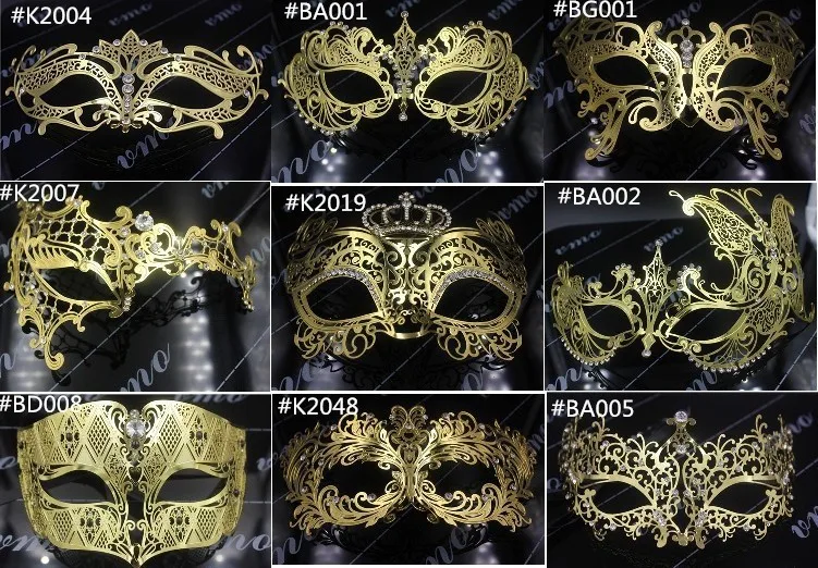 10PCS/Lot Gold Metal Halloween Masquerade Mask Party Wedding