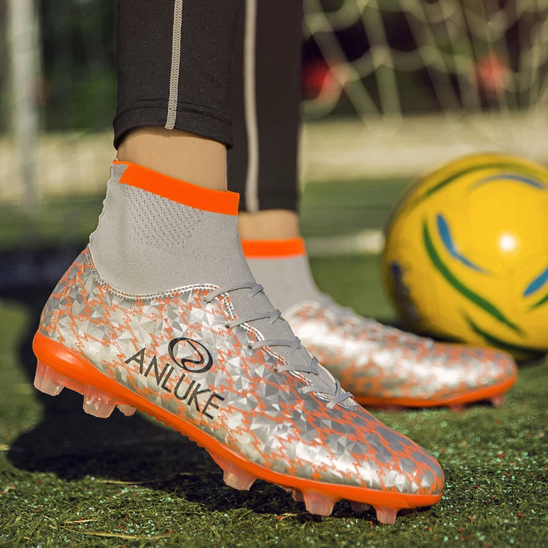 Ibuller/Мужская Уличная обувь для футбола; высокие футбольные бутсы с шипами; бутсы с носками и шипами; Chuteira Futebol; размеры 39-44