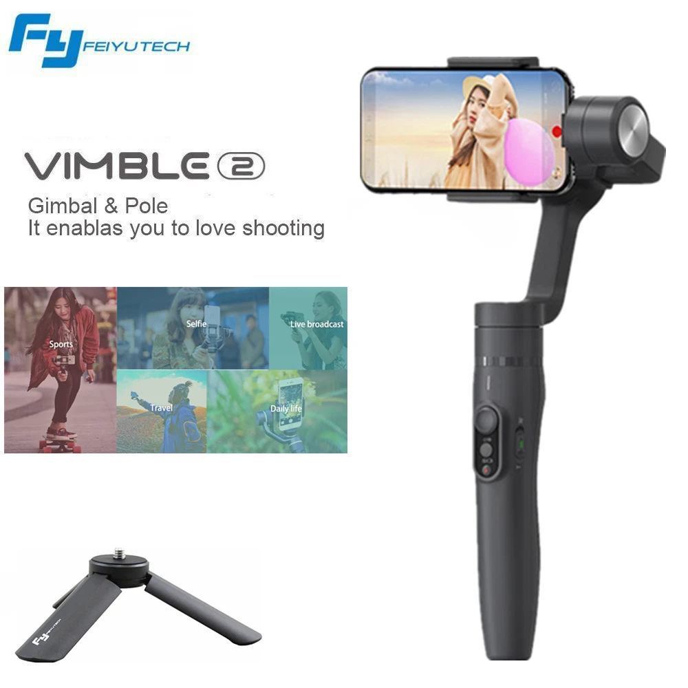 

FEIYU Vimble 2 3-Axis Smart Handheld Stabilizer Adjustable Selfie Stick For GoPro Sports Camera iphone 8 7 6 s xiaomi Samsung