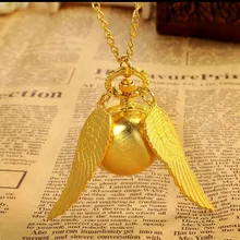 Шт./лот 100 Гарри Поттер золотые крылья кварцевые подарки для детей цепочки и ожерелья карманные часы