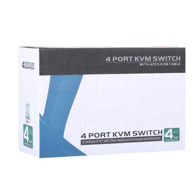 Ручной VGA KVM-переключатель с 4 портами, с USB-консолью и оригинальным кабелем, 1 комплект для управления клавиатурой и мышью, 4 предмета 6