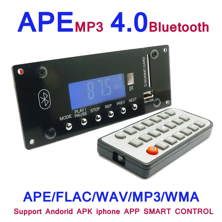 

Bluetooth 4.0 MP3 Decoding Board Module w/ SD Card Slot / USB / FM / Remote 12V HIFI MP3/WMA/APE audio Board Digital LED SD/MMC