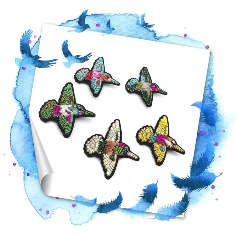 

DIY New 3D Hand embroidery badges birds/animal Embroiderd metal wire applique for Coat Trousers Bag Brooch