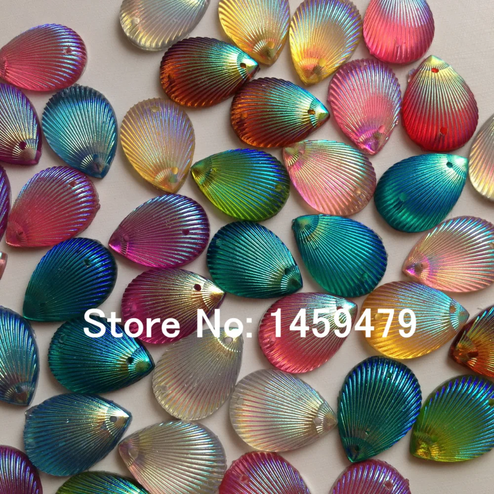 

Fashion flash Loose Beads New Product Loose Resin Rhinestones Mix Color AB 100pcs 13X18mm Drop Water Shell Sewing Accessories