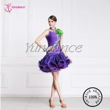 Новинка фиолетовый производительность Костюмы для бальных танцев конкурс Костюмы для латиноамериканских танцев Платья для женщин для Обувь для девочек l-14518