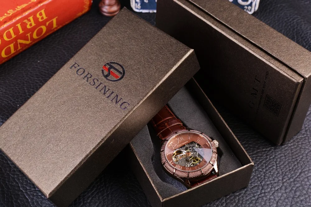 Men Watches Forsining Luxury Mechanical Skeleton Watch Transparent Roman Number Big Face Watch Steampunk Wristwatches