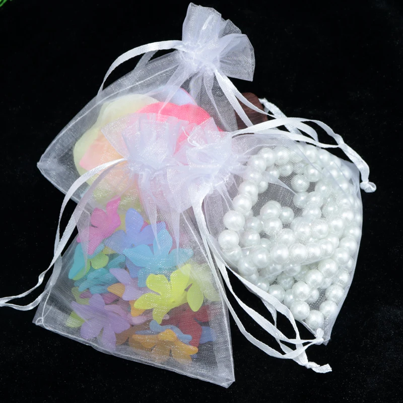 50/100Pcs Organza Wedding Party Favor Gift Bags Candy Sheer Jewelry Bags Pouches 