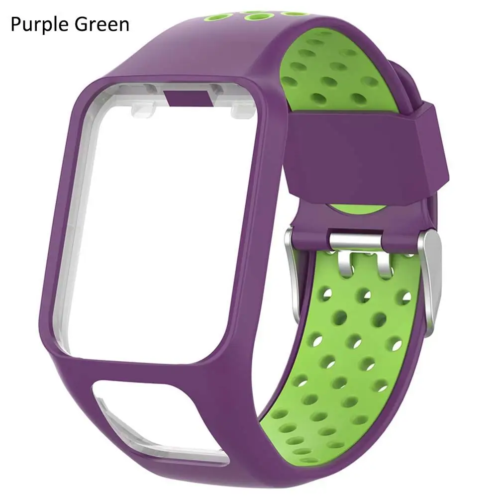 Purple Green Силиконовый сменный ремешок для наручных часов Ремешок для TomTom 2 3 Runner 2 3 Spark 3 gps ремешок для часов - Цвет: Purple Green