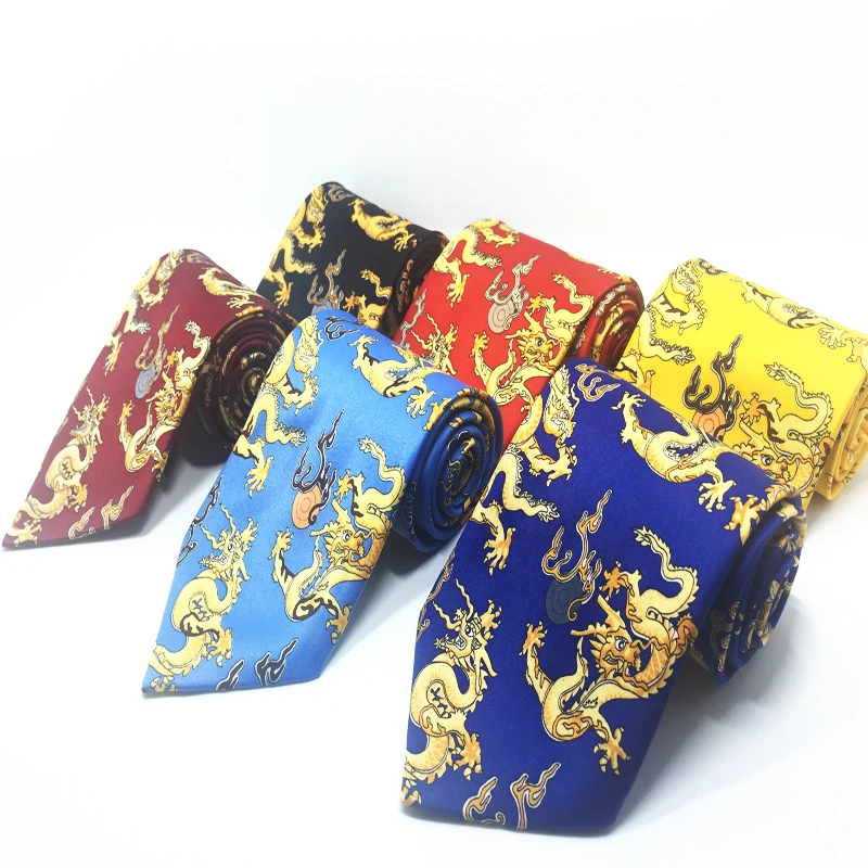 China Mascot Dragon Ties for Men 10cm Animal Necktie 2017 New Designer