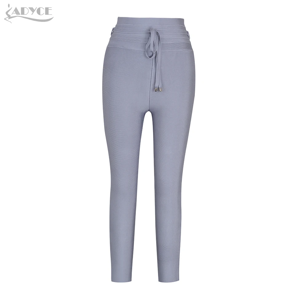 ADYCE новые летние брюки-карандаш женские сексуальные обтягивающие брюки с высокой талией Открытые брюки с поясом вечерние облегающие длинные облегающие вечерние Брюки - Цвет: Grey