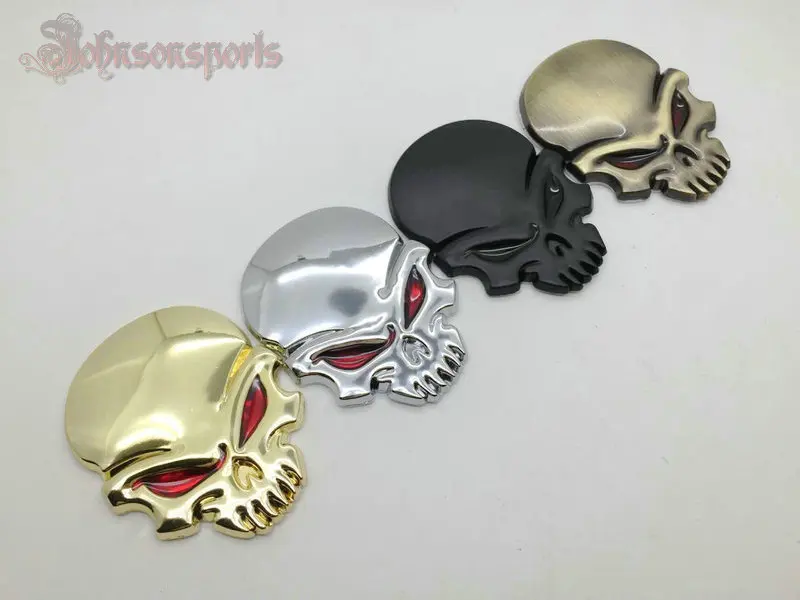 1pcs 3D Metal Skull Stickers Car Motorcycle Stickers Decals and Stickers Motorcycle Decor Stickers car-styling