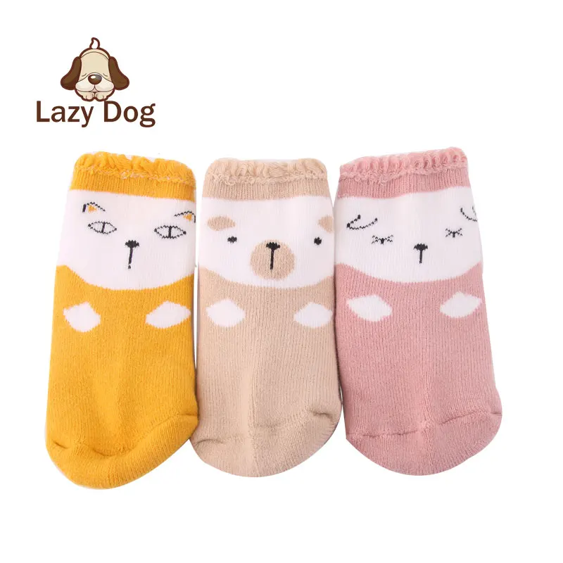 3 пары носков для малышей, зимние толстые хлопковые носки с вьющимися волосами для детей 0-24 месяцев, теплые хлопковые носки высокого