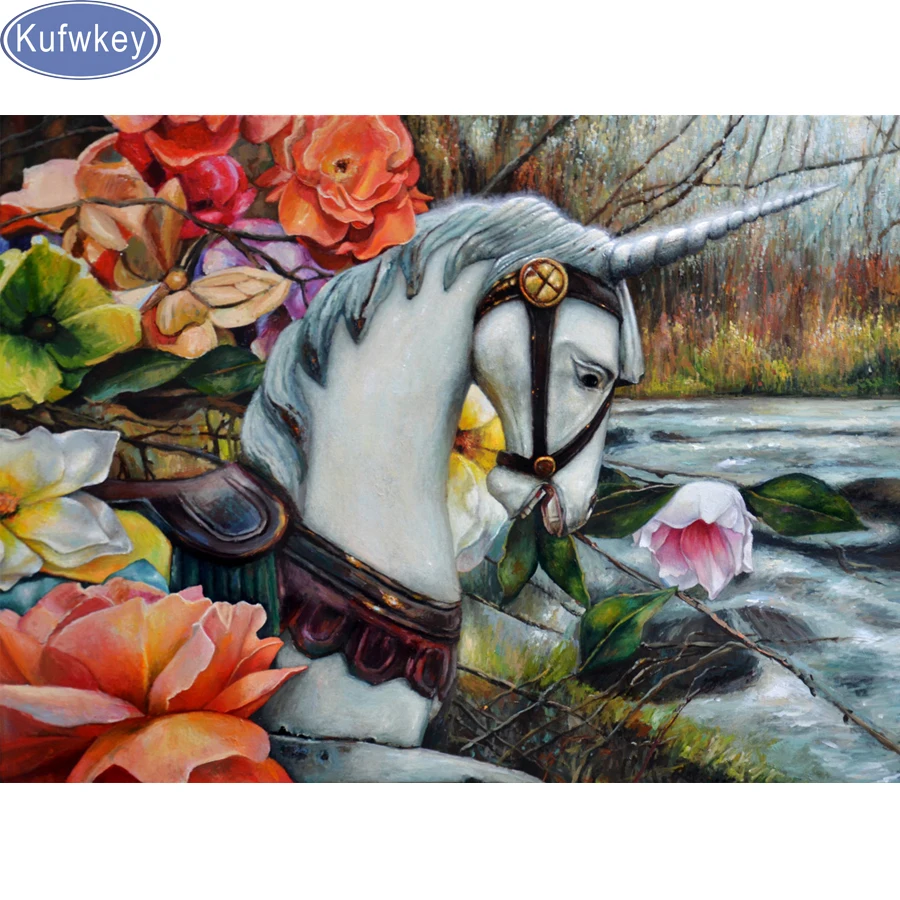 

Full Diamond Embroidery Landscape Forest unicorn 3d Pictures diamond painting crystal Stitch Cross 3D Diamond Mosaic pattern