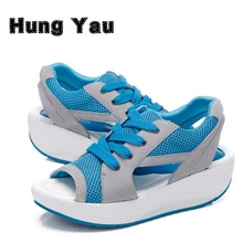 Fashion Summer Women’s Sandals Casual Sport Mesh Breathable Shoes 2017 Women Ladies Wedges Sandals Lace Platform Sandalias Size9