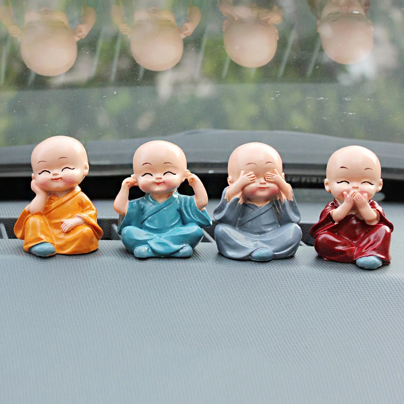 Автомобиль украшения 4 шт./компл. 4 не смолы монахов Будда Майтрея кунг-фу с фигурой куклы подарок декор для автомобильной приборной панели подвески