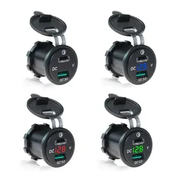 防水防水アルミデュアル qc 3.0 usb 急速充電器電源コンセント led 電圧計携帯電話の電源アダプタ車のトラック
