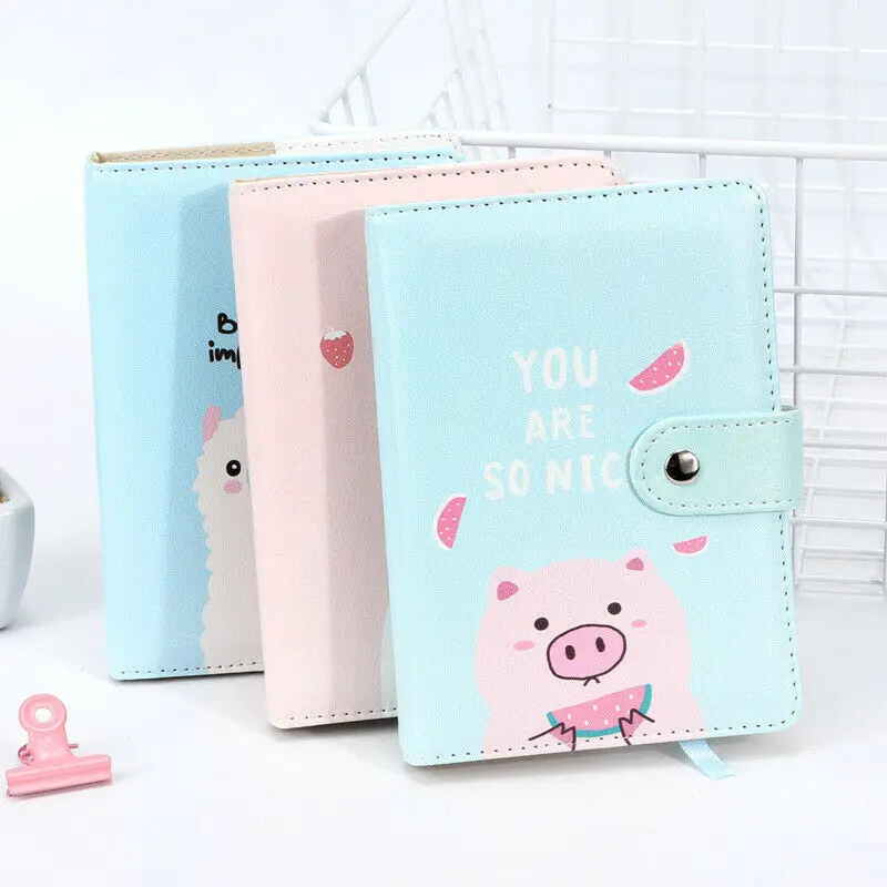 

Sakura Pig Color Page Hand Book PU Magnetic Buckle Notebook A6 Student Notebook
